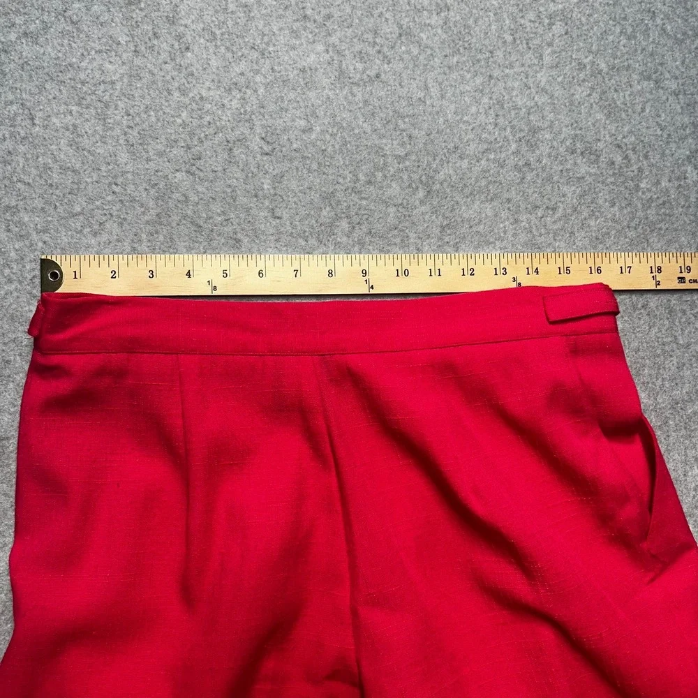 C.B. Collections Shorts Women 10P Red Polyester‎ Rayon Vintage Pleated High Rise